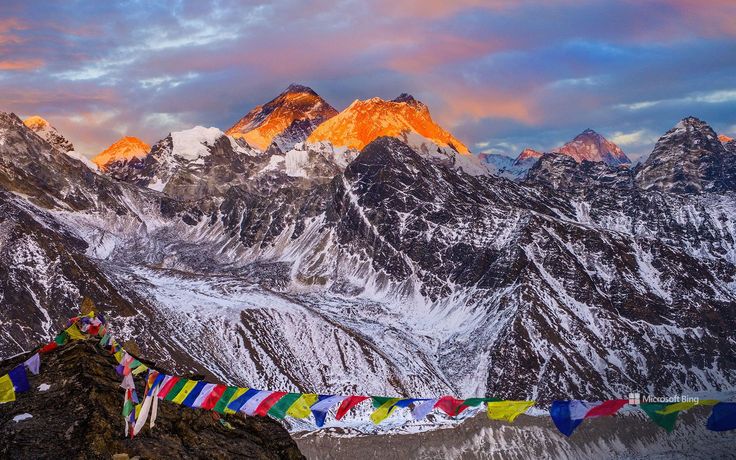 High peaks of the Everest region in eastern Nepal