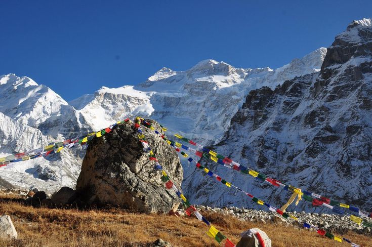 Kangchenjunga base camp under the third highest mountain in the world