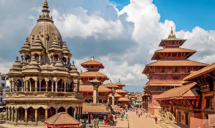 Stone and brick temples in Patan Durbar Square, Lalitpur district