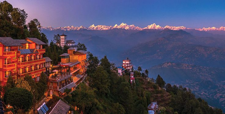 Himalayan skyline seen at dawn from the Nagarkot ridge above the Kathmandu Valley