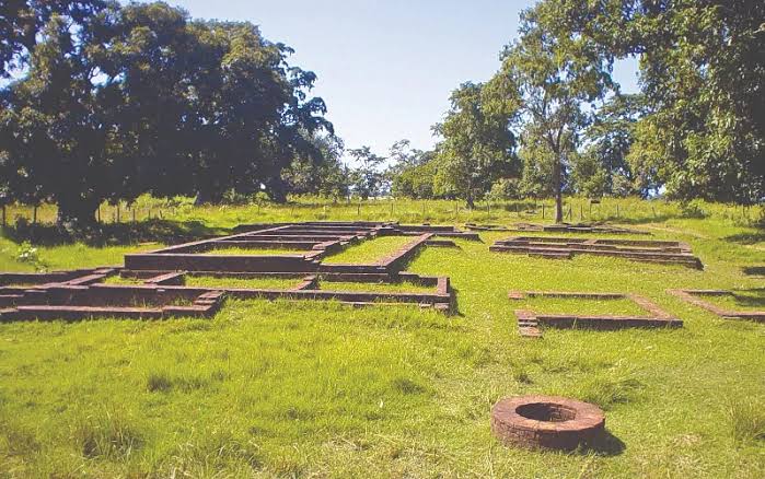 Excavated brick foundations at Tilaurakot in Kapilvastu district