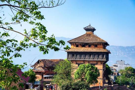 The seven-storey brick palace tower at Nuwakot Durbar